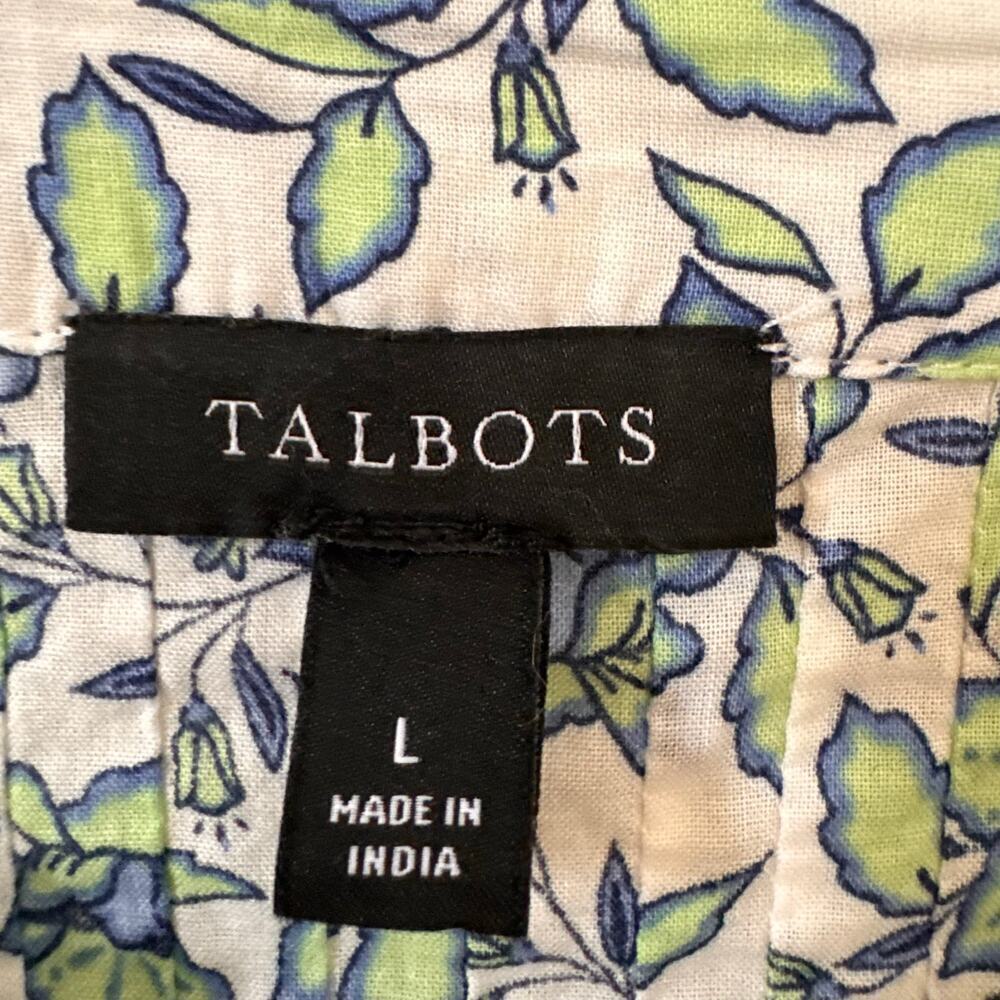 Talbots Scallop Lace Trim Top in Blooming "Daffodils" Floral Size Large - Picture 9 of 11